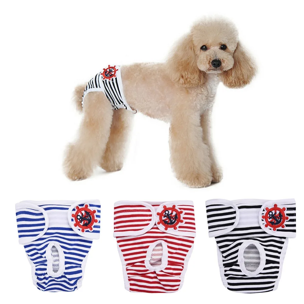 Pet Diapers Cotton Fabric Striped Dog Physiological Sanitary Pants Dogs