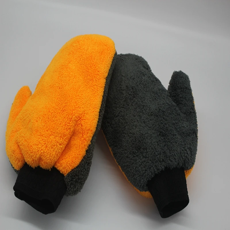 1 new super fiber two-color car wash gloves car wash tools, car care supplies, water-absorbing soft plush car accessories, dust