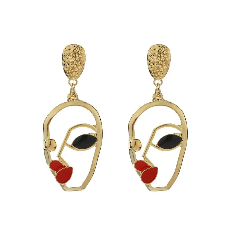 Top Selling Simple Human Face Earring Womens Metal Earrings For Girls