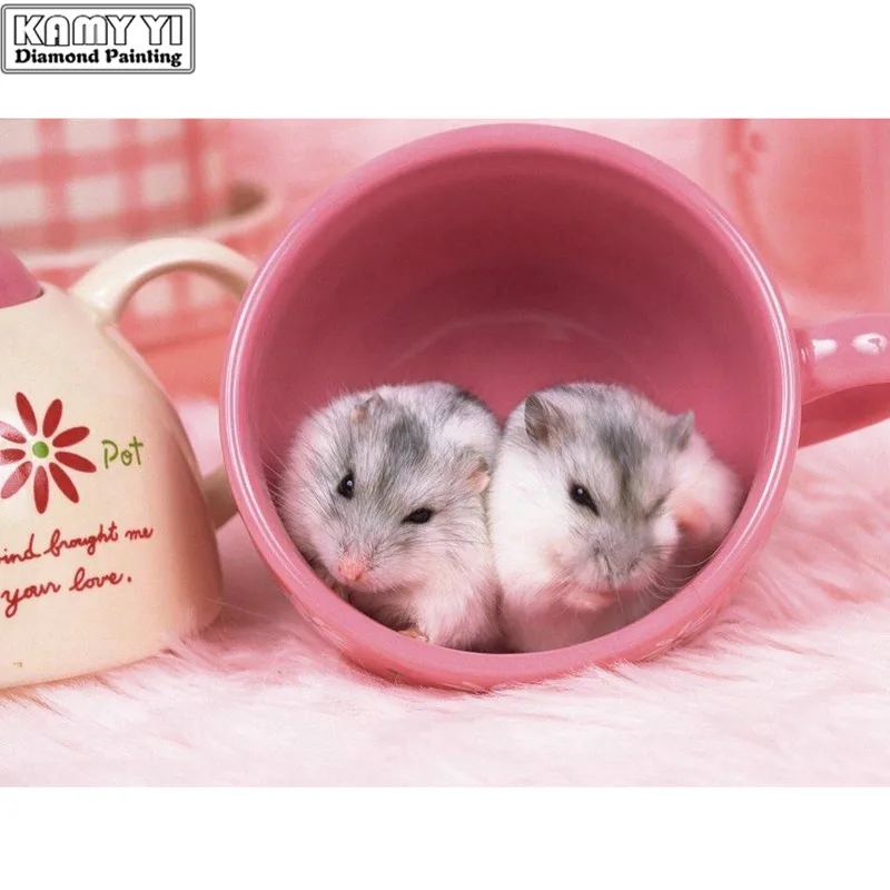 

Needlework DIY 5D Diamond Painting Cross Stitch Kits Two Hamsters Full Mosaic Diamond Embroidery Home Decor Diamant Gifts