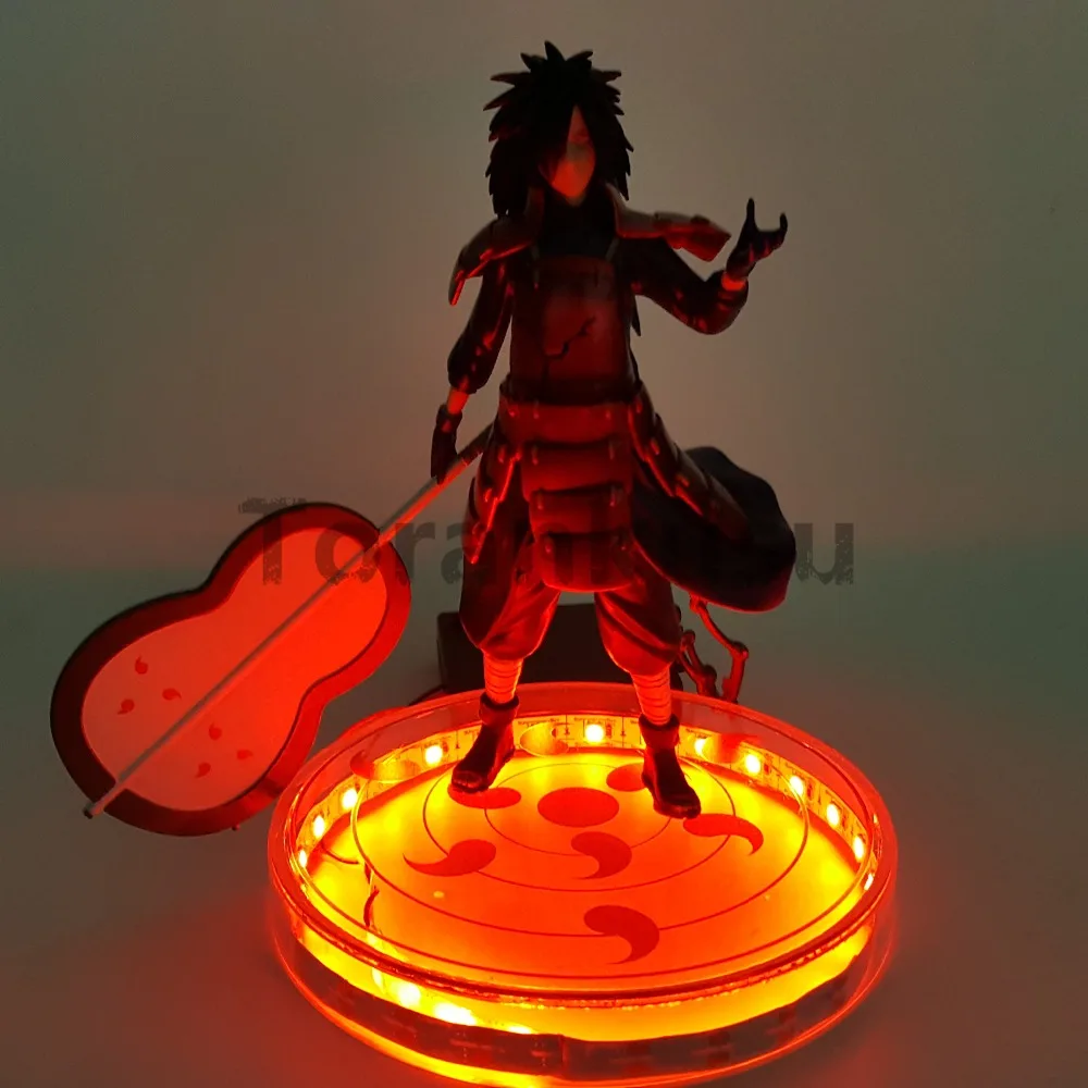 Наруто фигурка Учиха Мадара светодиодная Риннеган база 200 мм Наруто Shippuden Uchiwa Madara фигурка Коллекционная модель игрушки