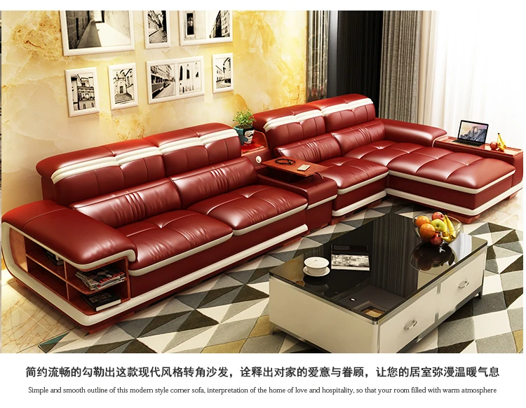 Living Room Sofa storage corner real genuine leather sofas salon couch puff asiento muebles de sala canape L shape sofa cama