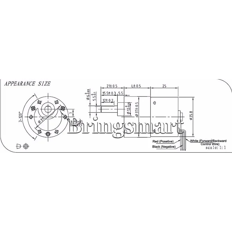 Bringsmart JGB37-3625 DC бесщеточный мотор-редуктор 12 Вольт 24 В обратная регулировка скорости электрический сигнал FG отзывы коробка передач