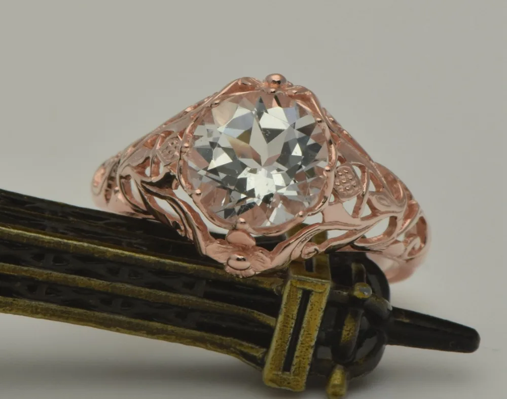 Szjinao Оригинальное роскошное открытое нежное натуральный белый камень 14 к розовые золотые обручальные кольца обручальные кольца