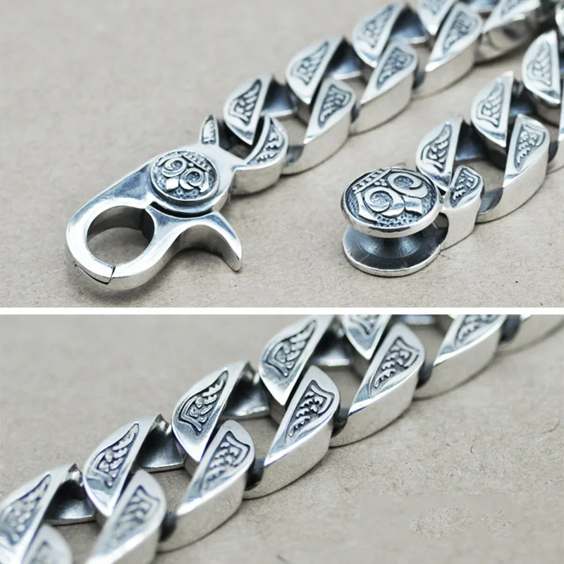 Мужские ювелирные изделия ручной работы 925 пробы серебряный браслет черный ретро тяжелое тайское модное серебро ювелирные изделия скелет мужские браслеты