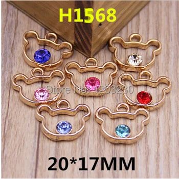 

New arrived 50pcs/lot mix animals shape Hollow bears heads alloy gold-color metal fahion charms diy jewelry earring pendants