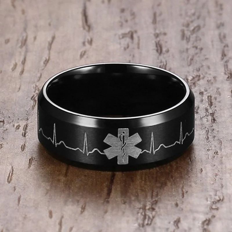 Нержавеющая сталь Медицинский ID кольцо любовь здоровье Предупреждение кольцо с изображением Знака Доллара ювелирные изделия