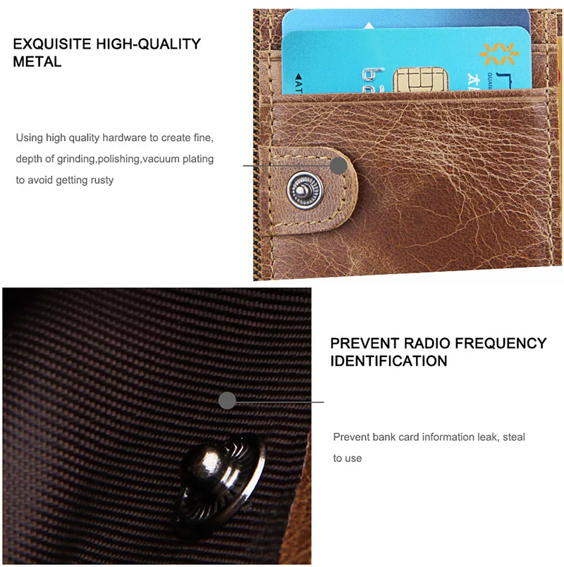 Genuine Crazy Horse Cowhide Leather Men Wallet Short Coin Purse Small Vintage Wallets Anti-RFID Pirate Brush Men Purse (10)