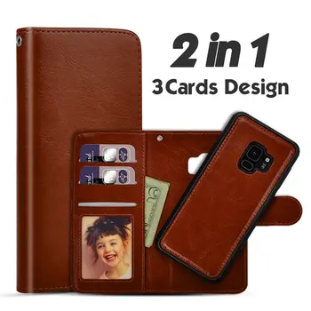 

LANCASE For Samsung S9 Case Leather Wallet Magnetic Detachable 2 In 1 TPU Flip Cover For Samsung Galaxy S9 Plus Case Card Holder