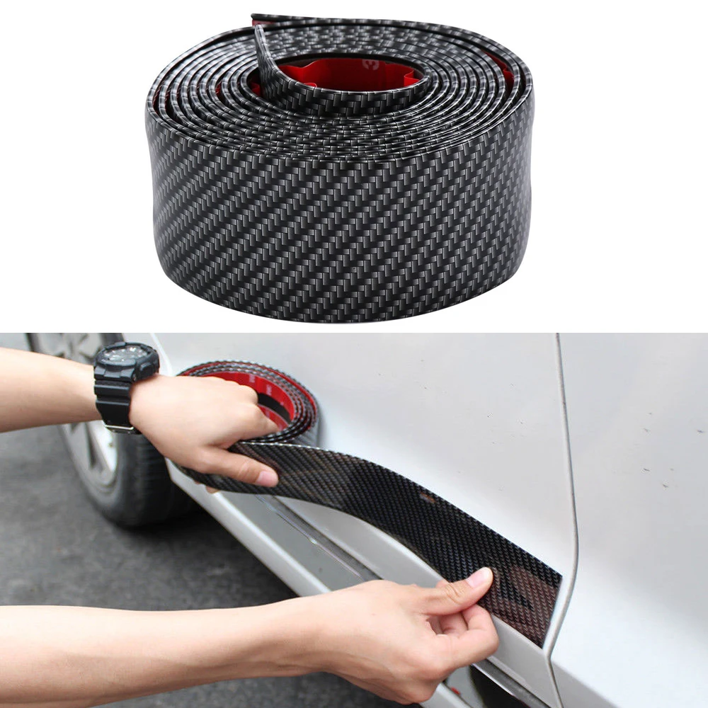 

1Pcs Universal Door Guard Bumper Carbon Fiber Rubber Front Rear Guard Bumper Strip Front Rear Door Entry Guard Protectors