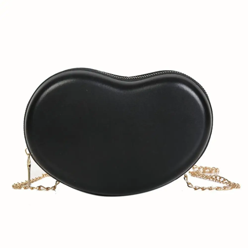 

Cute Heart Shape Faux Leather Lady Small Crossbody Shoulder Bag with Chain Strap