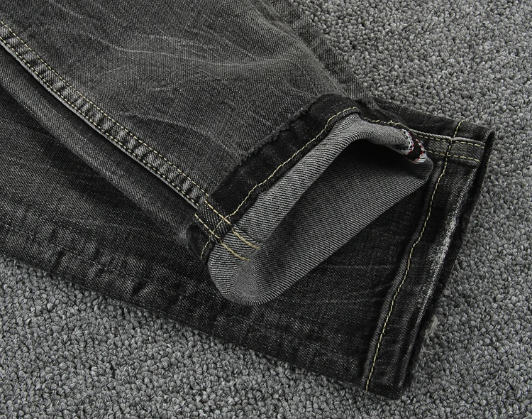 Итальянские винтажные Дизайнерские мужские джинсы черного и серого цвета, облегающие рваные джинсы Homme, хлопок, джинсовые штаны, брендовые байкерские мужские джинсы