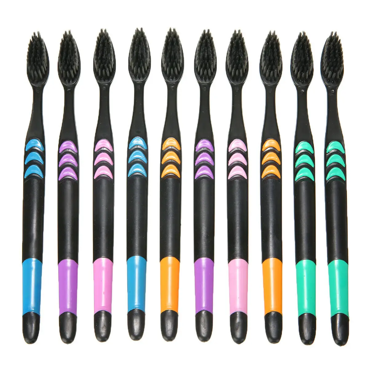 10x Double Ultra Soft Toothbrush Bamboo Charcoal Nano Brush Oral Dental Care Set Manual Toothbrush