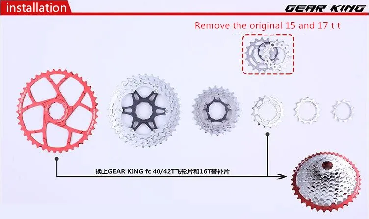 Звездочка CASSETTESN односкоростной маховик Расширенный срез, включая 16t Cog для 10 скоростей 40 T/42 T