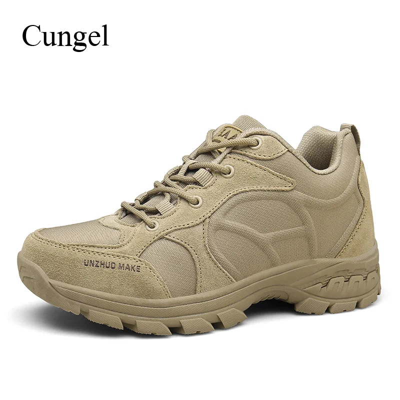 Cungel/Большие размеры 39-47; Мужская тактическая обувь; уличная походная обувь; обувь в военном стиле; обувь для пустыни; обувь в горном стиле; нескользящая Рабочая обувь - Цвет: Sand