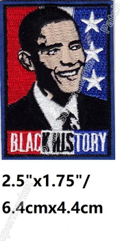 

BLACK HISTORY IRON ON EMBROIDERED PATCH PRESIDENT BAMA HERITAG US USA Applique biker MOTIF