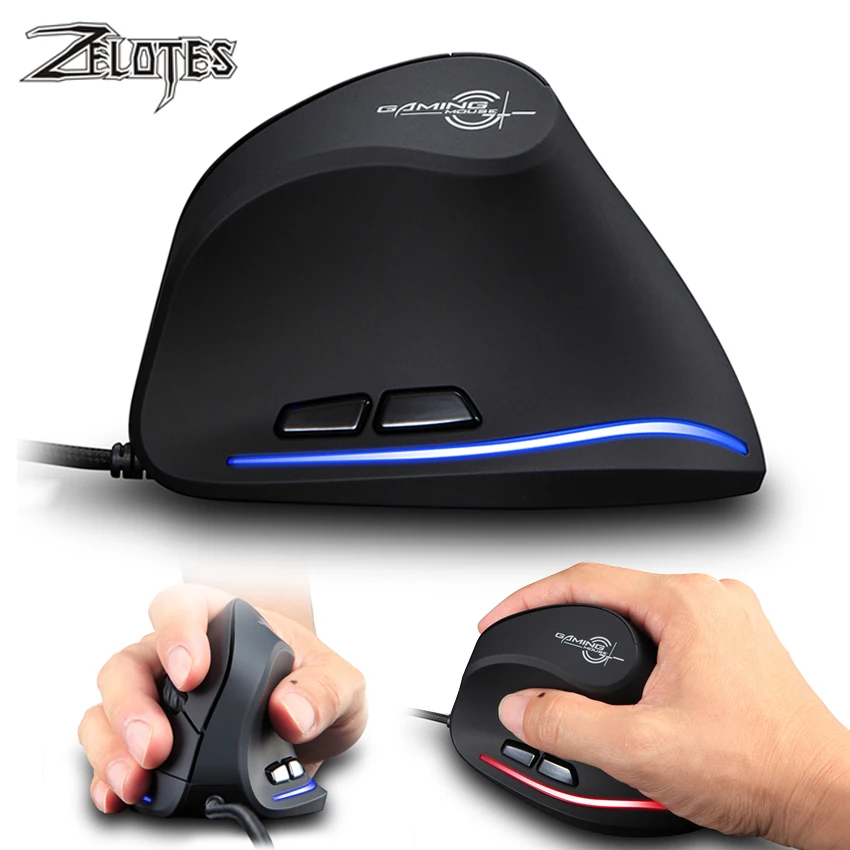 

ZELOTES T-20 Gaming Mouse Ergonomics Vertical Wired Game Mice 6 Buttons 3200DPI LED Lights Optical Right Hand Mice for PC Laptop