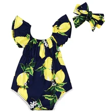 Cute Newborn Baby Girls Floral Watermelon Summer Sleeveless Cotton Bodysuit Jumpsuit Outfits Playsuit Sunsuit with headband