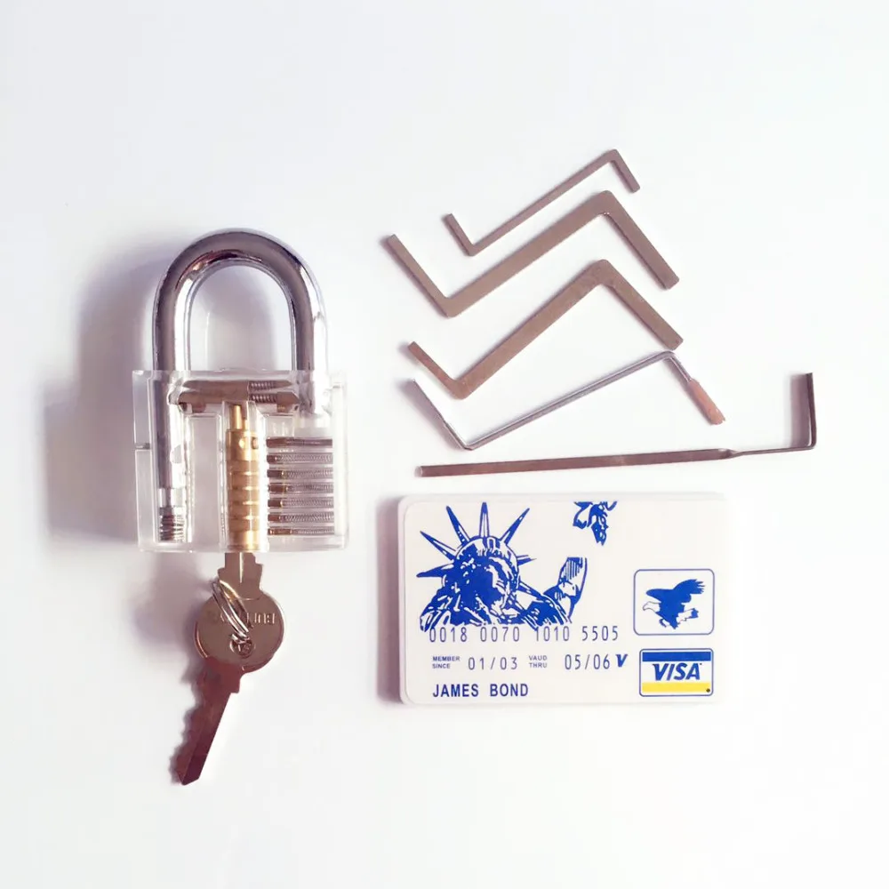 2017 New Locksmith Set,Transparent Practice Lock,5pcs Tension Tools