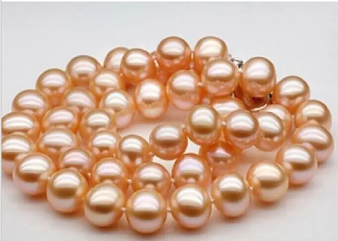 

elegant strand 10-11mm natural Cultivation pink pearl necklace 18"925 silver A