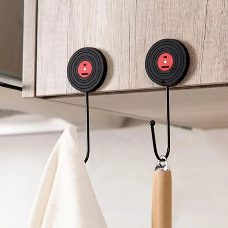 Retro Adhesive Wall Key Hanger Rack Disc Audiotape Floppy Disk Shape