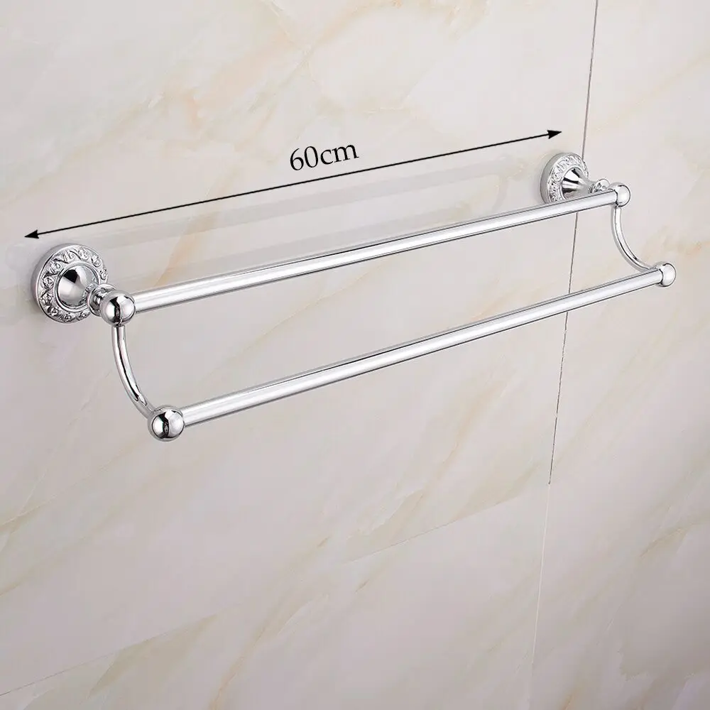 AUSWIND Резные Ванная комната держатель для полотенец, 30 Вт, 40/50/60 см серебристо-держатель для туалетной бумаги с зеркальным покрытием поверхностная отделка набор для ванной комнаты - Цвет: 60cm