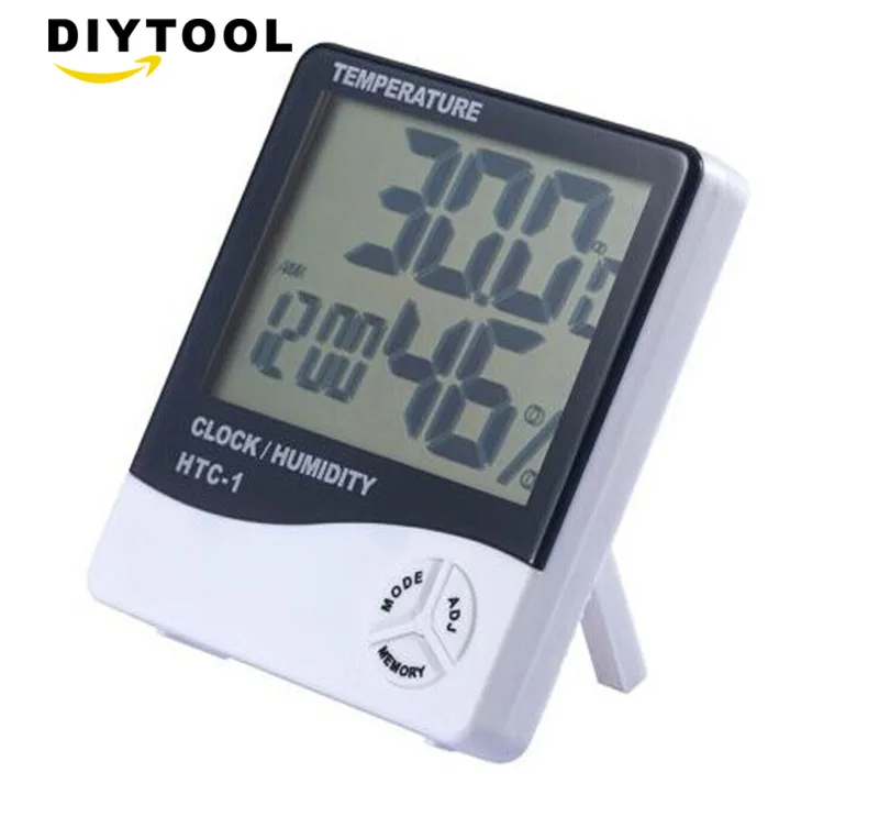 

Weather Station HTC-1 Indoor Outdoor Thermometer Hygrometer Digital LCD C/F Temperature Humidity Meter Alarm Clock