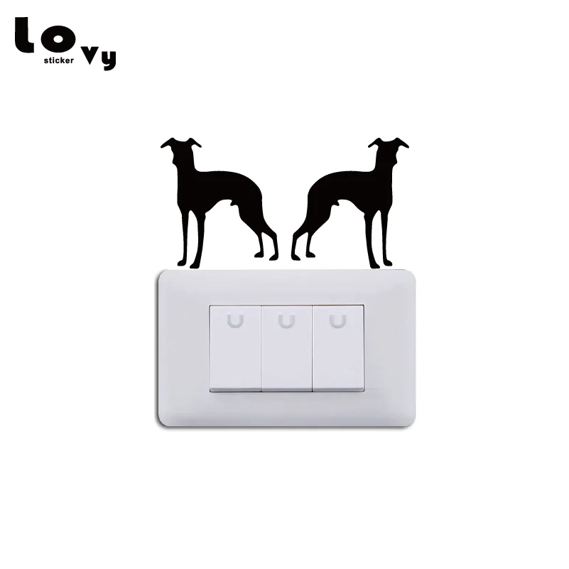 

Italian Greyhound Dog Vinyl Switch Sticker Creative Cartoon Animal Wall Sticker for Bedroom Home Decor SW0371