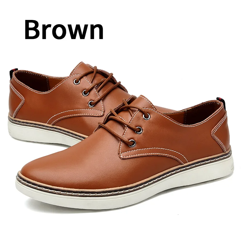 BIMUDUIYU/брендовая мужская обувь из натуральной кожи; Удобные оксфорды; Весенний осенний деловой стиль; мужская повседневная обувь на шнуровке - Цвет: Brown