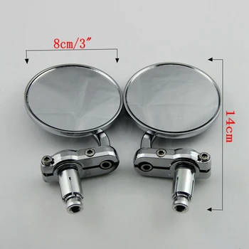 

1 Pair Chrome Universal For 7/8" 22mm Handlebar Grip Ends Motorcycle CNC Aluminum Round Rearview Mirror Side Mirrors