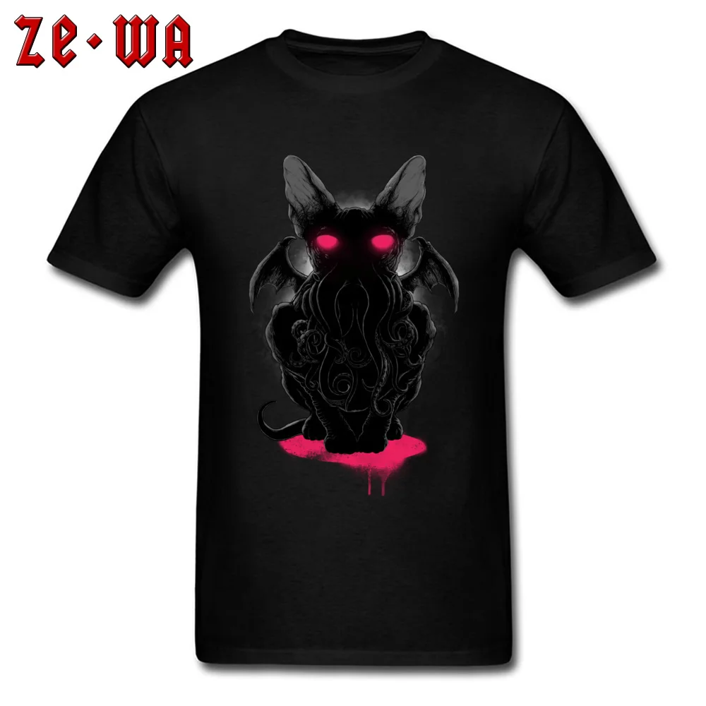 Tops Shirt Cathulhu Tops & Tees Summer/Autumn 2018 Family Short Sleeve Pure Cotton O-Neck Men T-Shirt Family Wholesale Cathulhu black