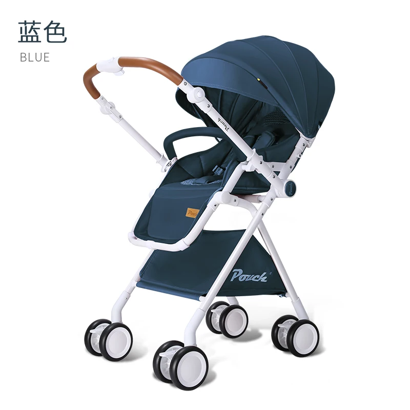 Светильник с высоким пейзажем, может лежать в коляске, восемь круглых универсальных двухходовых зонтов для новорожденных, складной велосипед - Color: blue