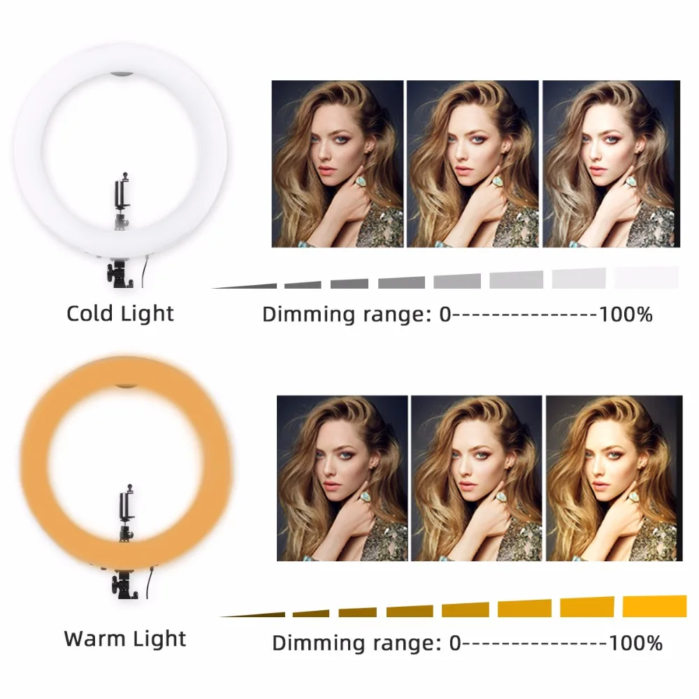  LED video Ring Light MountDog 18 inch Selfie 3200k-5600k With Tripod For Studio Ring Lamps Photogra - 33011375844