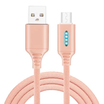 

Smart LED Auto Disconnect Charger Nylon Braided Micro USB 2A Tablet Cable-1M USB Data Charger Cable