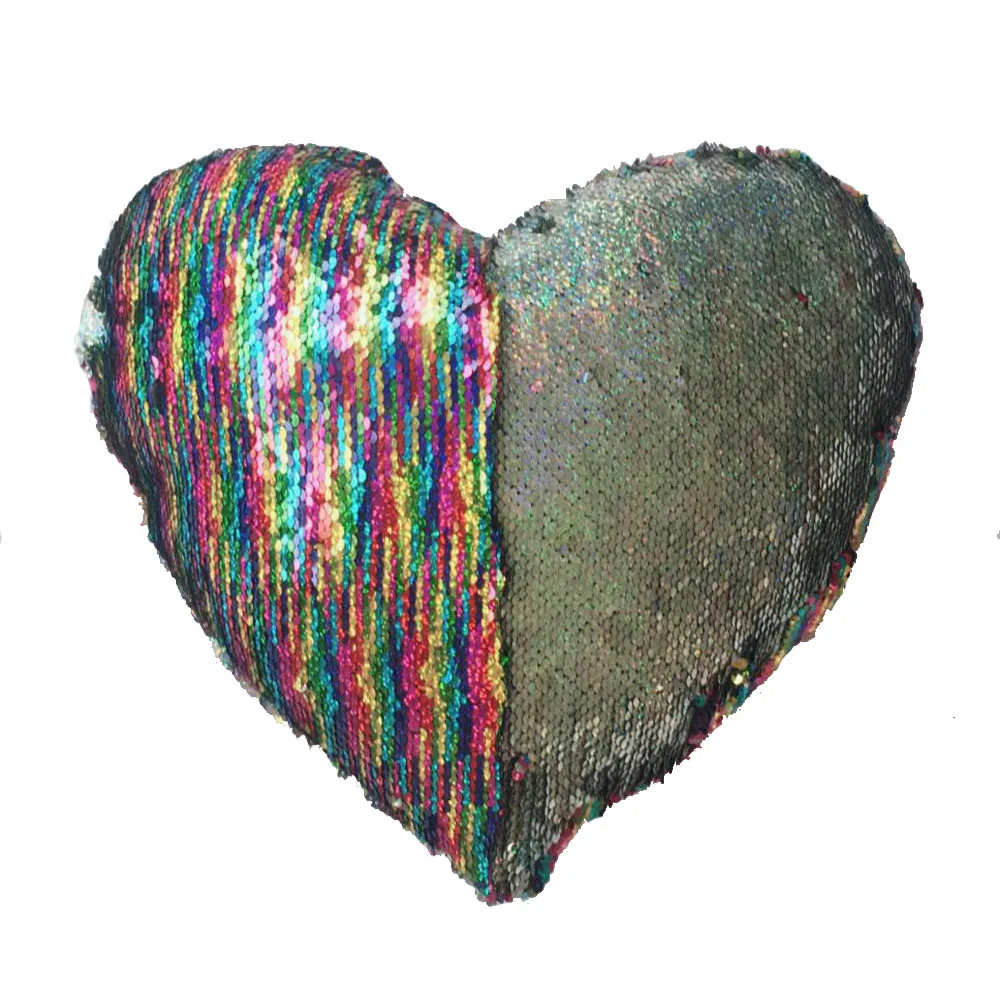 Сердце Форма Sequin Подушка Чехол Русалка диванная подушка крышка, сделай сам, блестящие Двусторонняя Подушка Чехол Цвет изменение подушки Чехол Лидер продаж - Цвет: rainbow