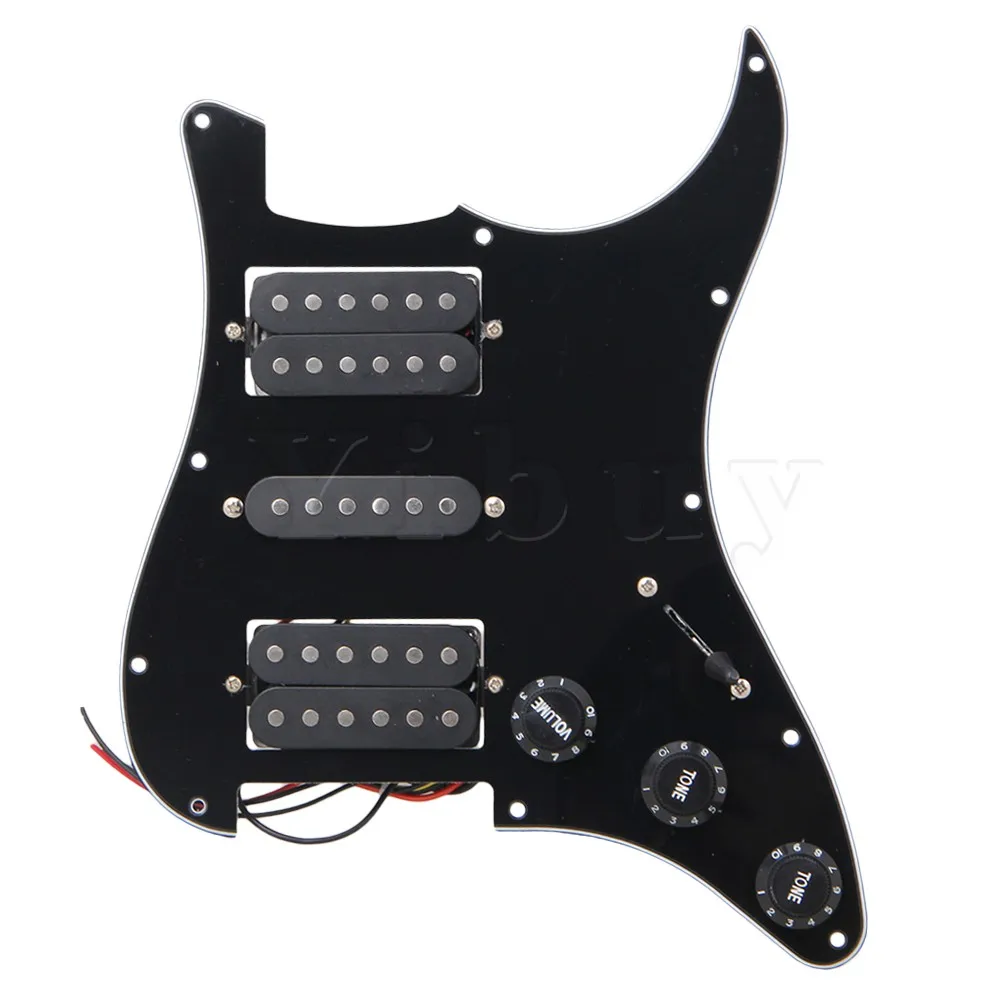 

Yibuy Black Wired Plate Pickguard Humbuckers for HSH Guitar
