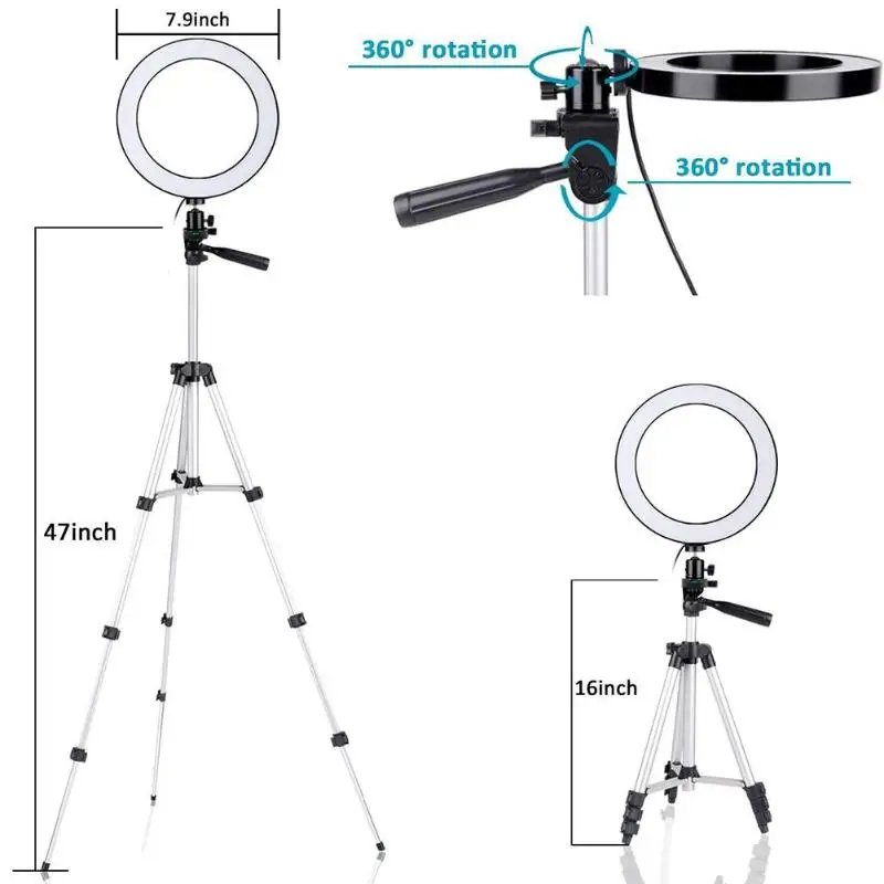 7,9 дюймов, фото студия, телефон, видео, светодиодный светильник с кольцом для красоты, для фотосъемки, с регулируемой яркостью, заполняющий светильник+ Штатив для селфи, шоу в реальном времени