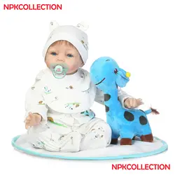 NPKCOLLECTION девочка мальчик реборн куклы 22 "55 см мягкие силиконовые реборн Детские куклы с синим жирафом Bebes reborn menina bonecas