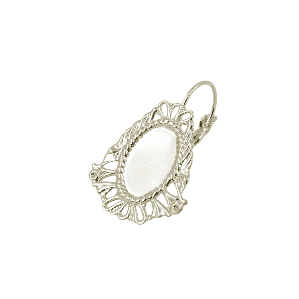 12 Pieces/Lot DIY Earring Wire Hook Blank Oval Filigree Flower 11x 16 mm Oval Cabochon DIY Jewelry Findings