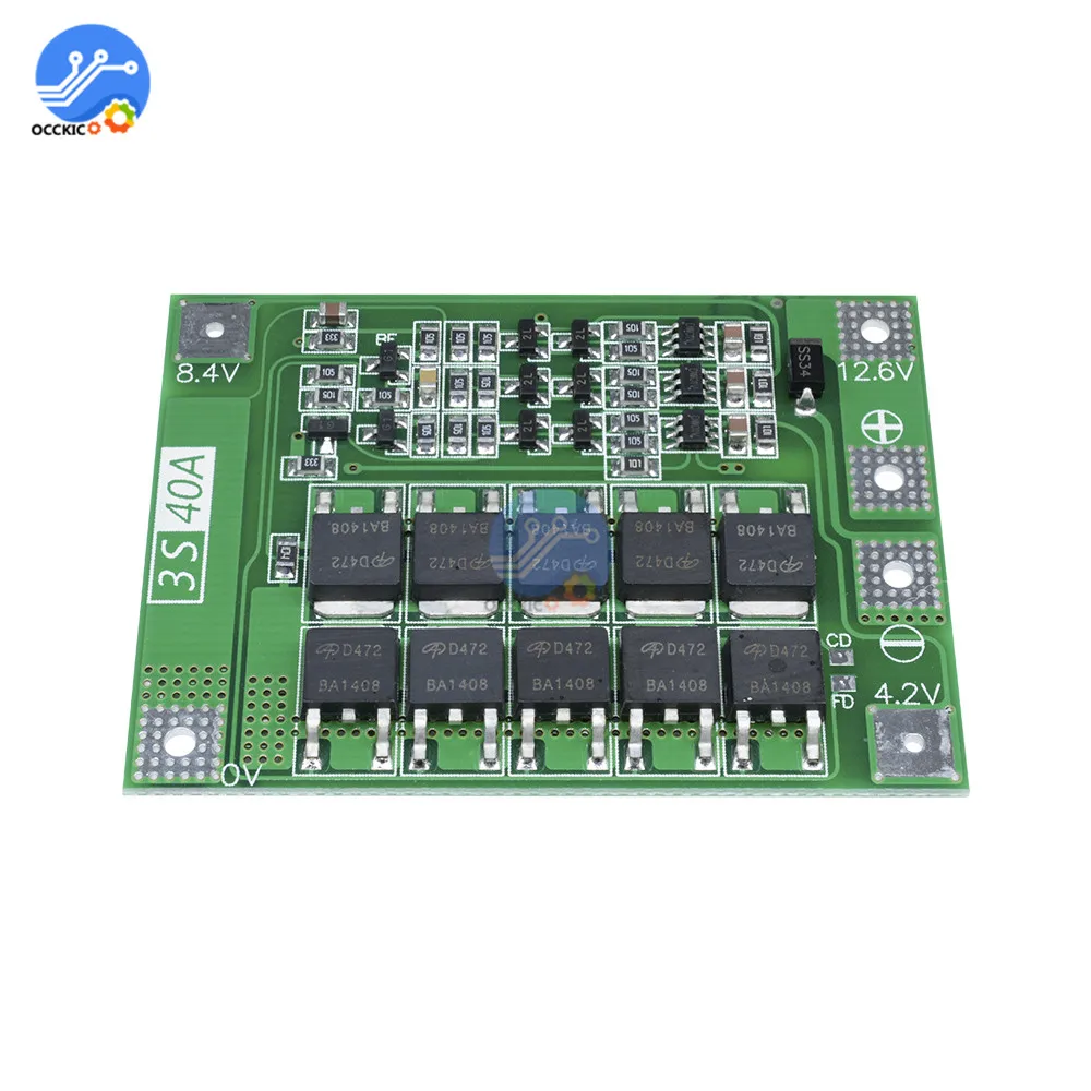 BMS 3S 4S 40A 18650 Защитная плата для зарядки литиевой батареи резервная активного