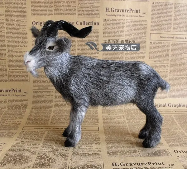 simulation goat model,polyethylene& fur 22x13x19cm gray sheep handicraft toy prop,home decoration Xmas gift b3769