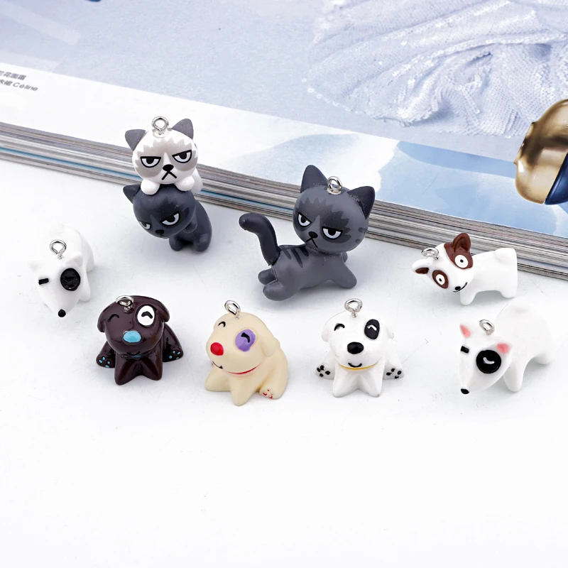 2 шт Kawaii Smile Cat Dog эмалированные полимерные амулеты Diy фурнитура для изготовления ювелирных изделий брелок ожерелье Подвески Bedels Decoratio
