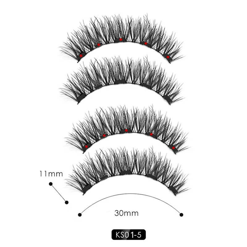 Накладные ресницы магнитные натуральные 3 набор магнитов натуральные длинные без клея длительные несколько магнитных ресниц - Цвет: KS015