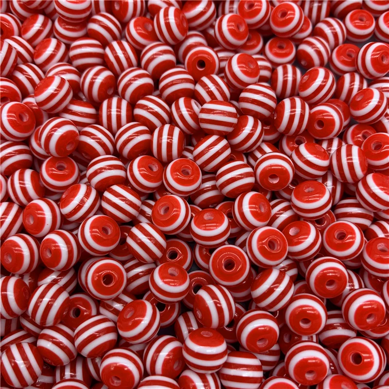 Spacer Beads 6mm 8mm 10mm Resin Spacer Beads Round Stripe For Jewelry Making DIY Bracelet Necklace Accessories