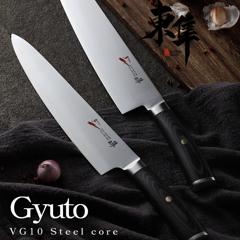 Japan's 3 layer VG10 Composite steel knife Chef Knives Cleaver Slicing Utility Vegetable Kitchen Give Black walnut wood scabbard