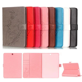 

New Embossing PU Leather Cover For Galaxy Tab S2 9.7 T810 T815 Case Magnetic Closure Smart Case w/Auto Sleep & Wake w/Card Slots