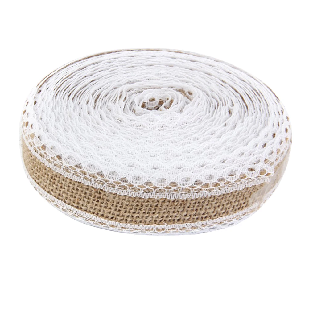 

10M DIY Lace Ribbon Sewing Tape Natural Jute Hessian Roll Burlap Trims Tape Party Decor Knit Adhesive Tape Sticker Craft Fabric