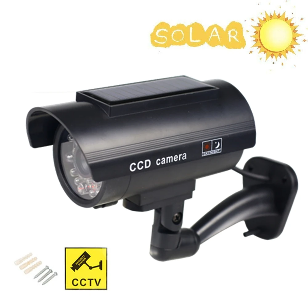 

Outdoor Solar Fake Camera Bullet Security Waterproof Surveillance Dummy Camera CCTV With Flashing Red LED Light Free Shipping