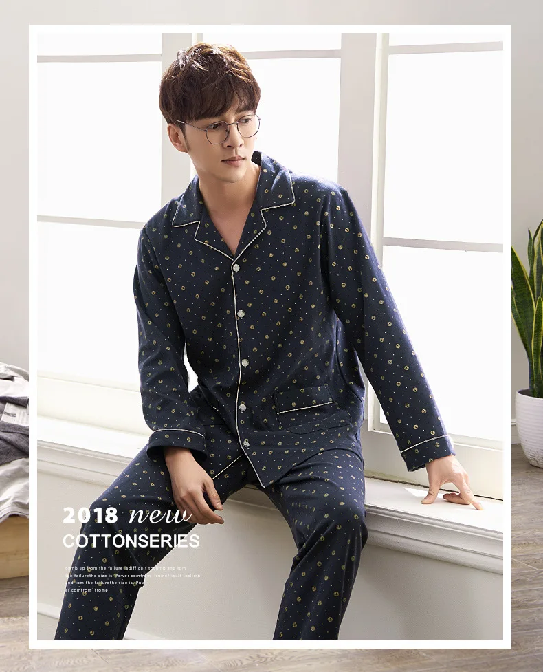 J & Q Новый Pijama Hombre Хлопок для мужчин ночное одноцветное кардиган с лацканами 2019 Весна плюс размеры Домашняя одежда Высокое качество Брен