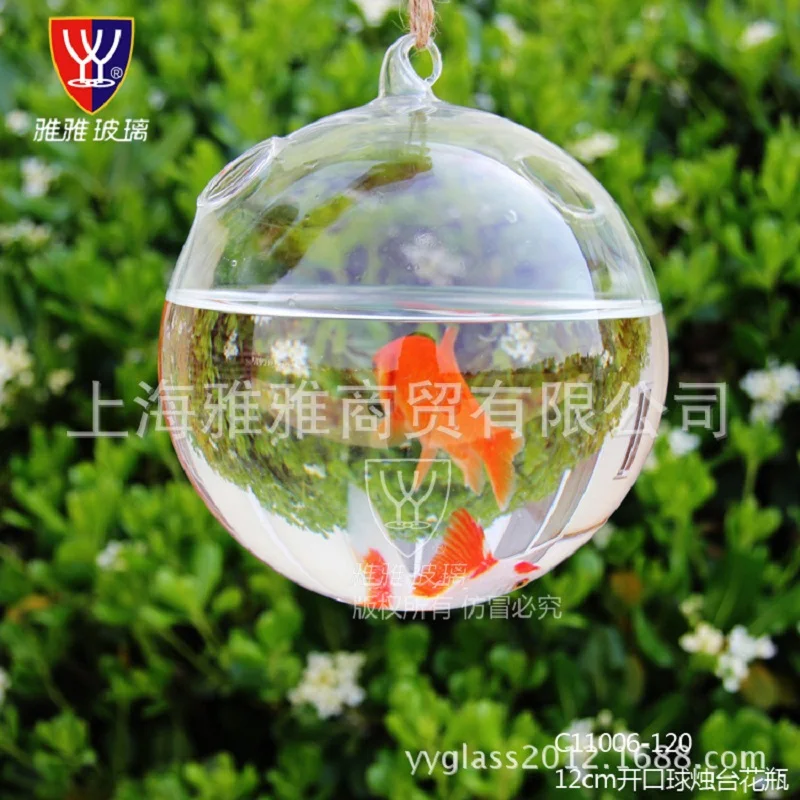 

O.RoseLif Hanging Vase Hydroponic Container Wedding Decor Clear Glass Round with 2 Holes Flower Plant Stand Fish Tank Terrarium